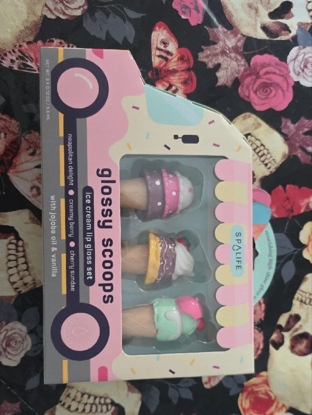 Alife Glossy Scoops Ice Cream Lip Gloss Set - Pink, Purple, Yellow